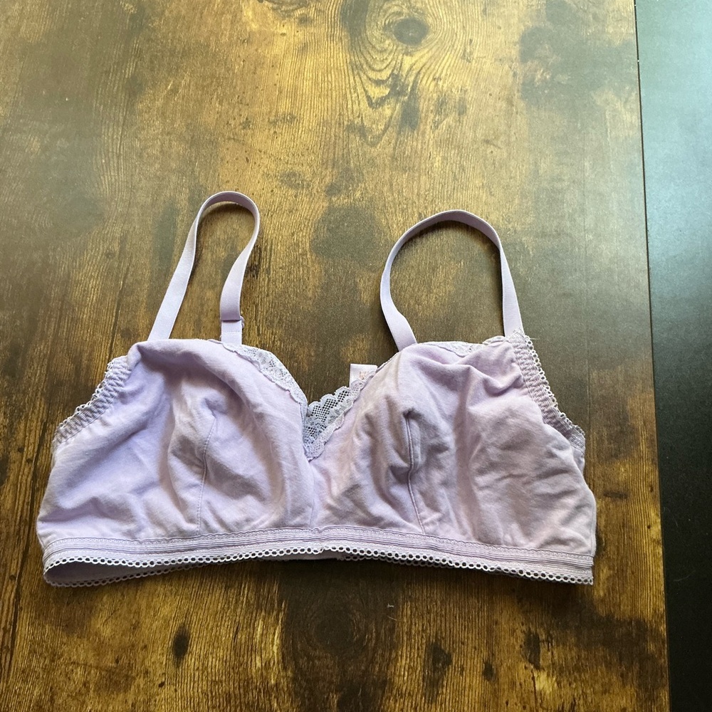 Lavender Lace Trim Bralette with pj set